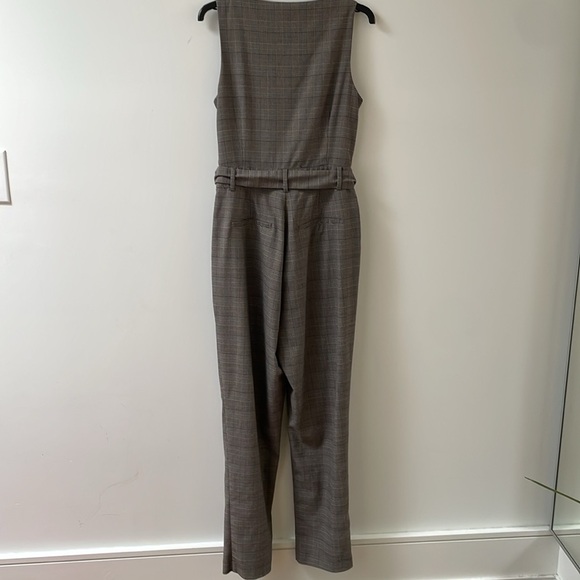 Frank & and Oak Plaid Check Jumpsuit Pant Suit Sleeveless Belt Button Small New - Picture 6 of 10
